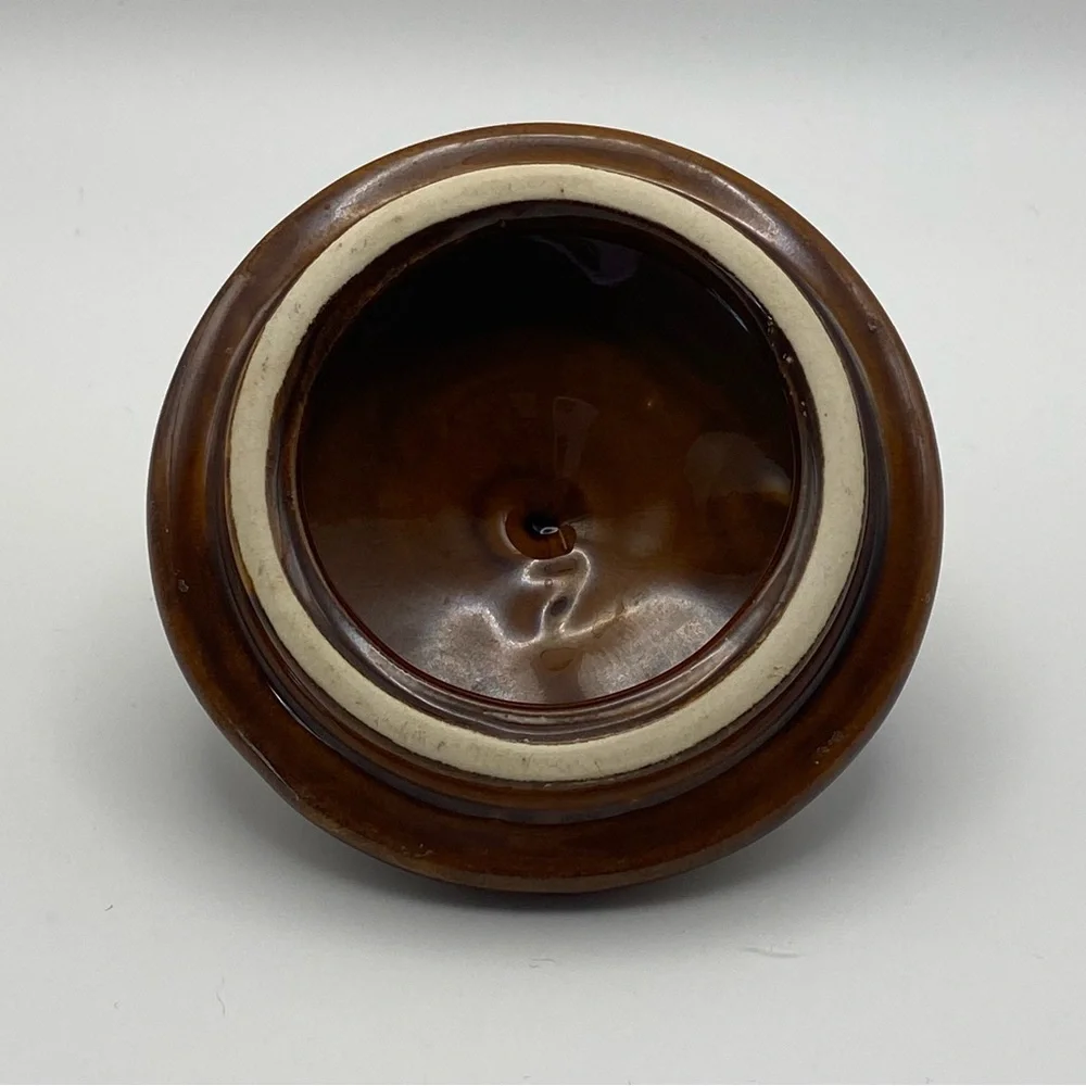 Vintage Hull Brown Drip Ceramic Single Bean Pot or Sugar Bowl w/ Lid Ovenproof